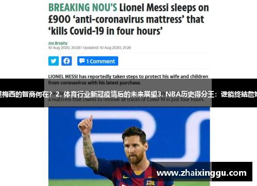 1. 足球巨星梅西的智商何在？2. 体育行业新冠疫情后的未来展望3. NBA历史得分王：谁能终结詹姆斯的统治？